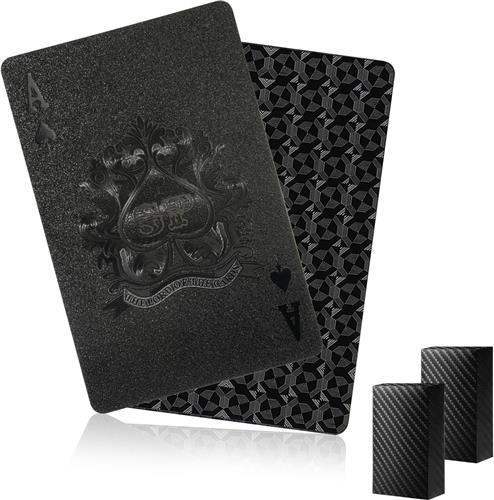 YONO Luxe Speelkaarten - Set van 2 - Kaartspel Zwart - Plastic en Waterdicht Kaarten - Pokerkaarten Volwassenen