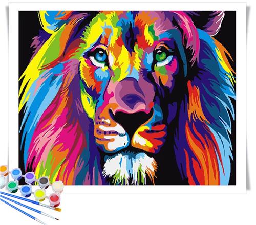 Schilderen op nummer - Leeuw verven - Verven met nummers - Leeuw schilderen - 30/40CM - Schilderen op canvas - Incl verf en kwastjes - Excl. lijst - CHPN