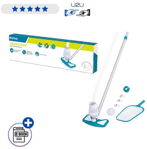 Bestway Zwembad Reinigingsset 58234 - Complete Pool Cleaning Kit Met Bodemstofzuiger Net 279 cm Steel 7,5 m Slang Voor Bladeren Vuil En Sediment Verwijdering Voor Zwembad Met Ebook