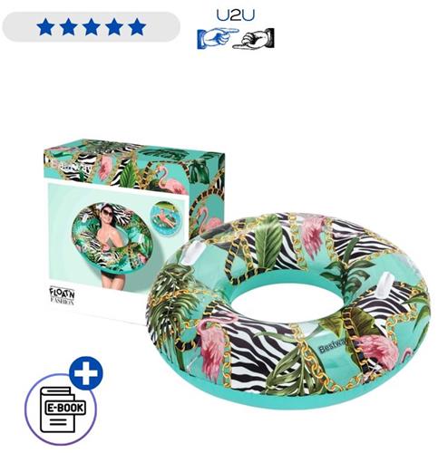 Bestway Zwemband 36302 114 cm - Opblaasbare Zwemring Voor Volwassenen En Kinderen Vanaf 12 Jaar - Grote Drijfring Voor Zwembad Strand Meer Vakantie Met Duurzaam PVC Materiaal Met Ebook