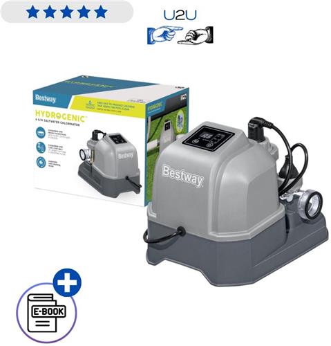 Bestway Zout Chloorgenerator 58678 6g/u - Chlorine Generator Voor Zwembad Tot 26498 L Zelfreinigend LED Bediening Zoutwatersysteem Met Teststrips Met Ebook