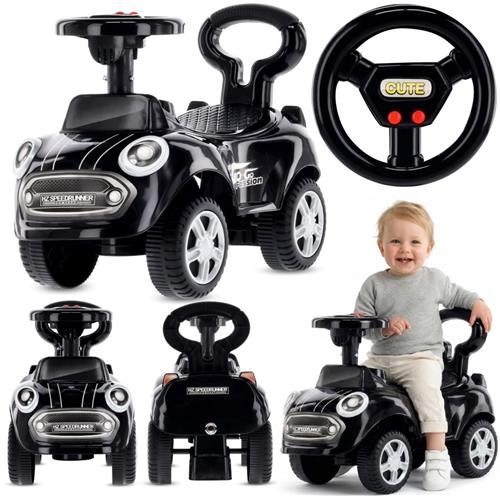 sun baby Loopauto vanaf 1 jaar, auto voor babys, indoor kinderauto met geluiden, grote kunststof wielen, Kantelbeveiliging, beperkt draaivermogen - Zwart
