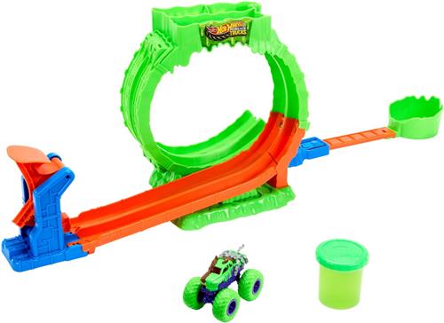 Hot Wheels Monstertrucks Gemuteerde Chaos Loopinguitdaging - Speelset met Wreckin' Wolf speelgoedtruck en Slime