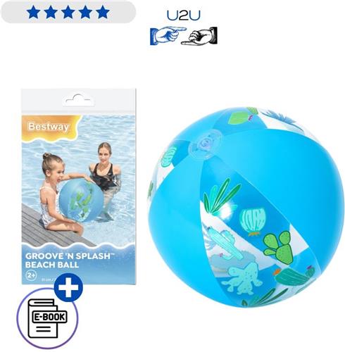 Bestway Opblaasbare Strandbal 31036 51 cm - Speelgoed 3 jaar Zwembadbal Waterbal Beach Ball Van Duurzaam PVC Voor Strand Zwembad Tuin En Vakantie Kleurrijk Design Met Ebook