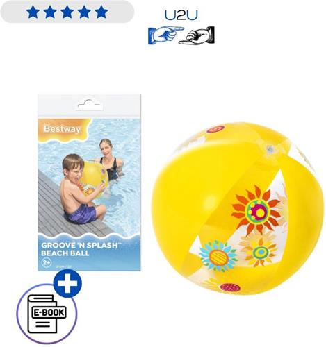 Bestway Opblaasbare Strandbal Geel 31036 51 cm - Speelgoed 3 jaar Zwembadbal Waterbal Beach Ball Van Duurzaam PVC Voor Strand Zwembad Tuin En Vakantie Geel Design Met Ebook