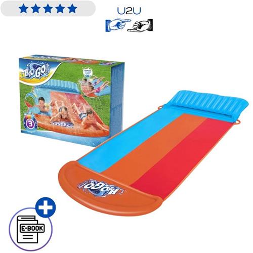 Bestway Triple Water Slide 52479 4,88 Meter - Speelgoed 3 jaar Waterglijbaan Met 3 Banen Tuinglijbaan Waterspeelbaan Met Sproeiers En Splash Finish Voor Kinderen Met Ebook