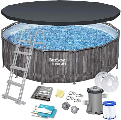 Bestway Power Steel Serie - Frame Zwembad - 427cm x 107cm - Inclusief Accessoires - Metaal;PVC - Blauw