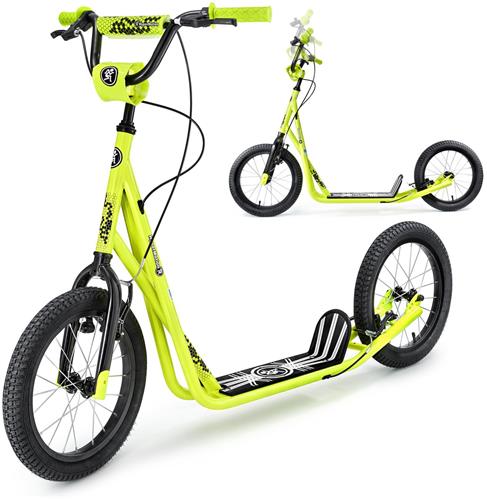 HyperMotion RUNKIE Step met Luchtbanden 16 Inch  Stadsstep voor Kinderen en Volwassenen  V-Brake  Geel