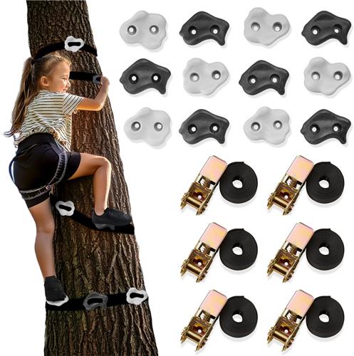 HyperMotion Boomklimset voor Kinderen  18-delige Klimset met Klimgrepen en Spanbanden  Tot 91 kg