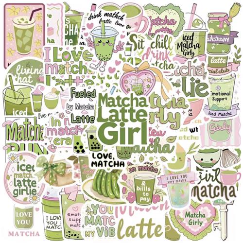 Matcha stickers - Matcha - Groene thee uit Japan - Hippe stickers - 50 stuks - Journal stickers - Laptop stickers - CHPN