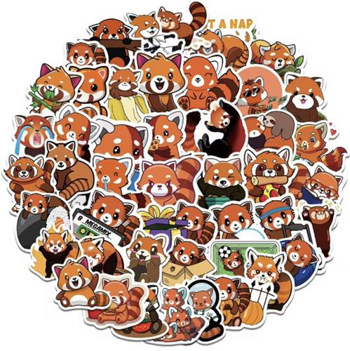 Rode panda stickers - Pandastickers - 50 stuks - Dierenstickers - Grappige stickers - Journal - Laptopsticker - CHPN