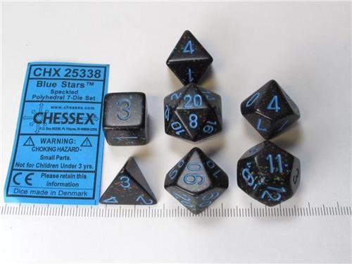 Polydice 7 Dobbelstenenset Blue Stars Speckled