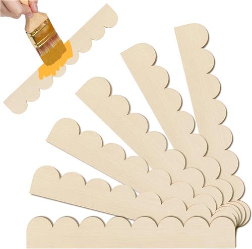 6 stuks decoratieve houten strips - Decoratieve houten strips - Deurkozijnbekleding - Onafgewerkte houten strips met waaierrand - 6Ã—40cm - Waaiervormig - DIY - Geschikt voor kasten, ramen, planken, deuren, muren - Natuurlijke houtkleur
