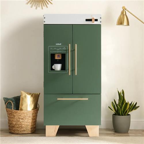 ROBOTIME - ROBUD Vintage groene koelkast voor kinderkeuken-speelset met accessoires - Speelgoedkoelkast voor peuterskeuken - Perfect cadeau voor kinderen vanaf 3 jaar