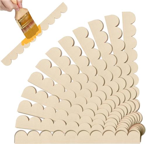 24stuks decoratieve houten strips - 12parr - Decoratieve houten strips - Deurkozijnbekleding - Onafgewerkte houten strips met waaierrand - 4Ã—40cm - Waaiervormig - DIY - Geschikt voor kasten, ramen, planken, deuren, muren - Natuurlijke houtkleur