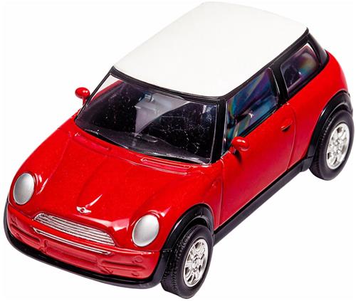 Goki Mini Cooper modelauto - rood - 7 cm - schaal 1:60 - metaal- speelgoedwagen