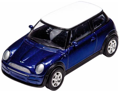 Goki Mini Cooper modelauto - blauw - 7 cm - schaal 1:60 - metaal - speelgoedwagen