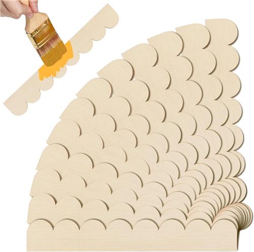 12 stuks decoratieve houten strips - Decoratieve houten strips - Deurkozijnbekleding - Onafgewerkte houten strips met waaierrand - 6Ã—40cm - Waaiervormig - DIY - Geschikt voor kasten, ramen, planken, deuren, muren - Natuurlijke houtkleur