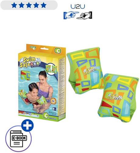 Bestway Groene Zwembandjes 32182 38x14 cm Zwemvleugels Kind 11-19 kg Zwemhulp Lama Design Opblaasbare Armbanden Zwembad Waterpret Met Ebook