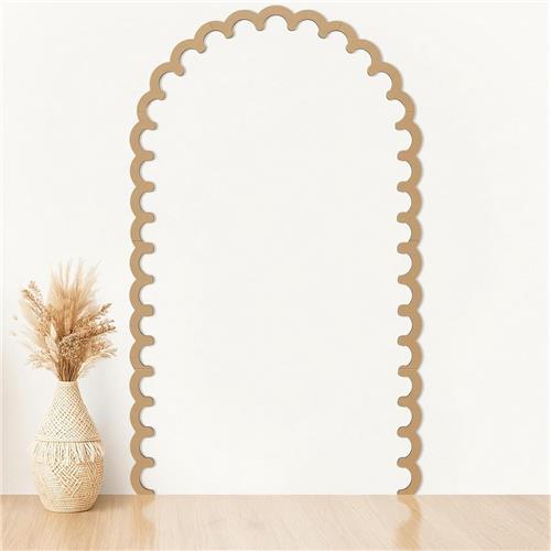Decoratief houtfineer - golvend - 92 x 153 cm - onafgewerkt - doe-het-zelf - waaiervormige rand - decoratieve lambrisering - geschikt voor kasten, planken, ramen en deuren - natuurlijke houtkleur