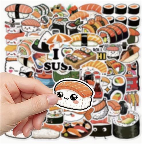 Sushi stickers - Grappige sushi stickers - Japanse Sushi - 50 stuks - Laptopstickers - Journalen - Hippe stickers - CHPN