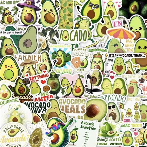 Avocadostickers - Avocado stickers - Journal stickers - 50 stuks - Grappige stickers - Laptopsticker - CHPN