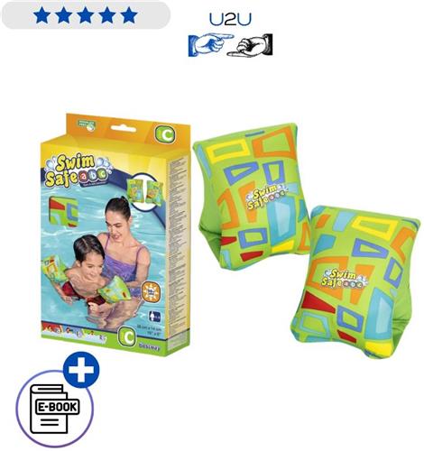 Bestway Groene Zwembandjes 32183 M/L 38x16,5 cm Zwemvleugels Kind 19-30 kg Zwemhulp Lama Design Opblaasbare Armbanden Met Ebook