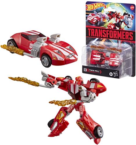 Transformers-speelgoed Hot Wheels(R) x Transformers Red Twin Mill-actiefiguur van 12,5 cm, vanaf 8 jaar