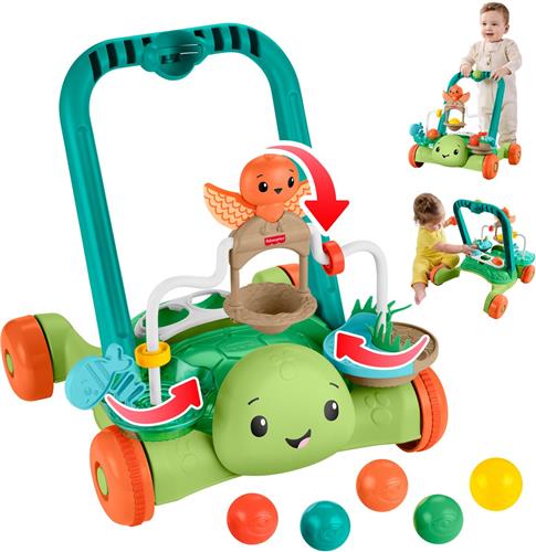 Fisher-Price Moves with You Schildpad Loopwagentje - duw- en activiteitenspeeltje met 5 Ballen