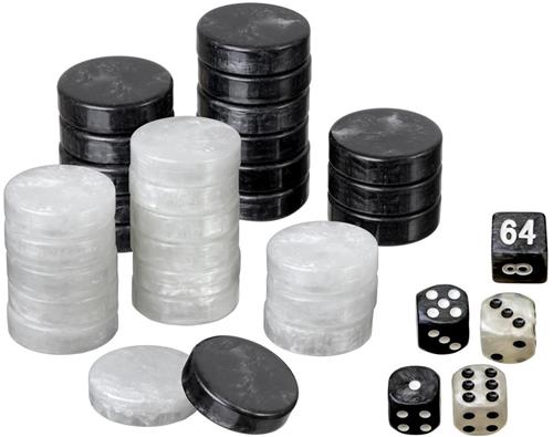 Philos Backgammon speelstukken set Medium 28 mm zwart/wit