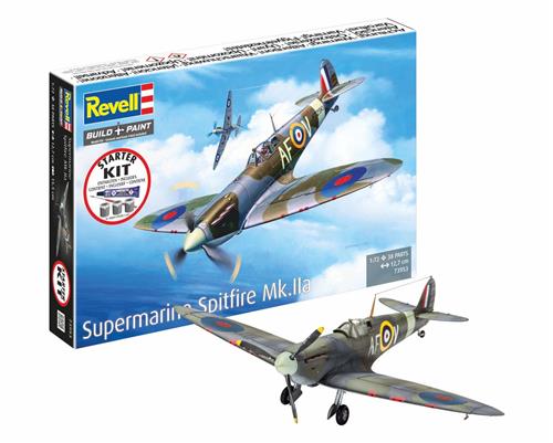 Revell Modelbouwpakket Vliegtuigen - 73953 Supermarine Spitfire Mk.IIa WWII - Brits Propellervliegtuig - Starter Kit Plastic - 1:72 - Modelbouw