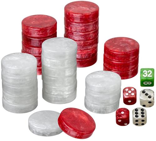 Philos Backgammon speelstukken set Large 34 mm rood/wit