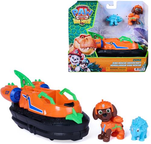 PAW Patrol: The Dino Movie, Zuma Dino Rescue-hovercraft met uitschuifbare reddingsklauw, verzamel 2 actiefiguren en een voertuig