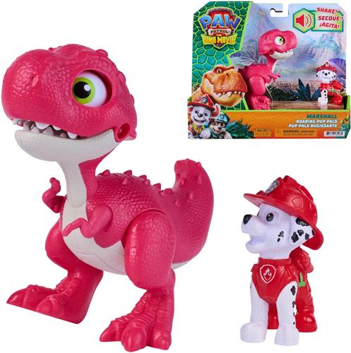 PAW Patrol: The Dino Movie, Marshall Roaring Pup Pals, bevat beweegbare speelgoeddinosaurus Rhubarb van 10,1 cm met geactiveerde geluiden en Marshall-actiefiguur