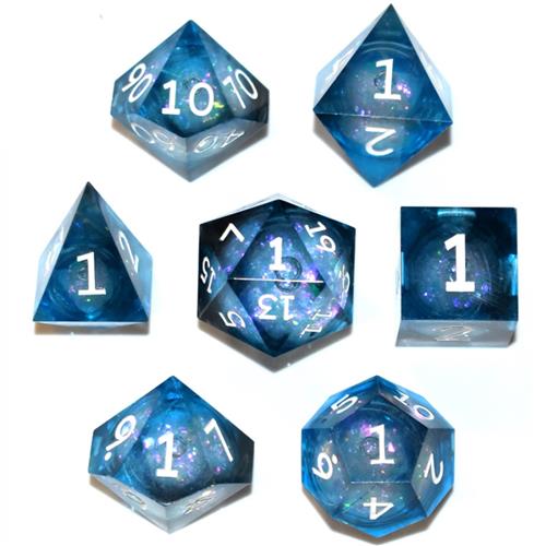 Dobbelst.Set Galaxy Blauw Tin doosje.