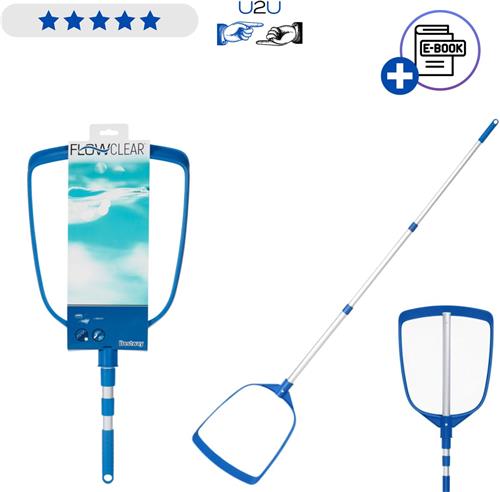 Bestway 58635 Zwembad Schepnet met Uitschuifbare Steel 163 cm  Pool Cleaning Kit  Bladnet voor Zwembad Onderhoud - Met E-Book