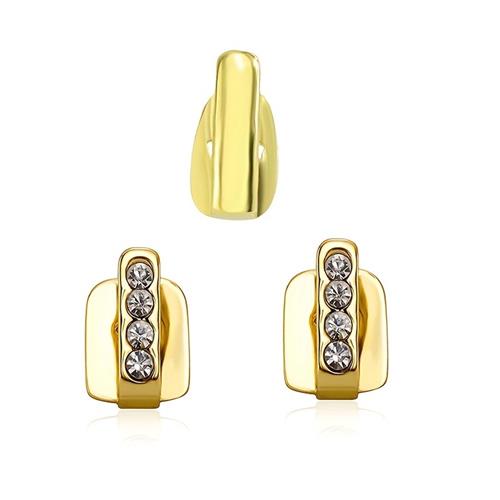 Tandaccessoires - 3-delige set - Hip Hop diamanten sieradenset voor Ã©Ã©n tand - Ingelegd met imitatiekristallen - Unisex - Universele maat - Sprankelend en stijlvol - Geschikt voor feestjes en dagelijks gebruik - Goud
