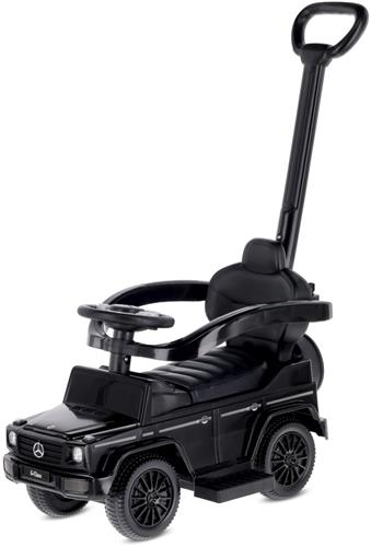 SUN BABY Mercedes-Benz G Loopauto 3-in-1 met Duwstang - Rubberen Wielen - Vanaf 12 Maanden - rubberen wielen, voetsteunen, geluiden, opbergvak - Zwart