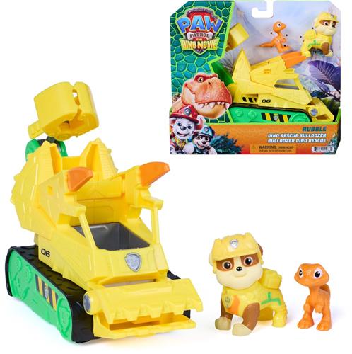 PAW Patrol the Dino Movie, Rubble Dino Rescue Bulldozer met hapactie en een bewegende klauw, 2 actiefiguren en een voertuig
