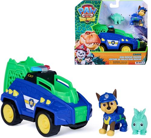 PAW Patrol: The Dino Movie, Chase Dino Rescue Cruiser met klauw met veermechanisme en 2 actiefiguren