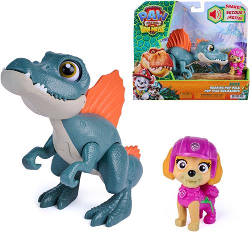 PAW Patrol: The Dino Movie, Skye Roaring Pup Pals, bevat beweegbare speelgoeddinosaurus Spinosaurus van 12,7 cm met geactiveerde geluiden en Skye-actiefiguur