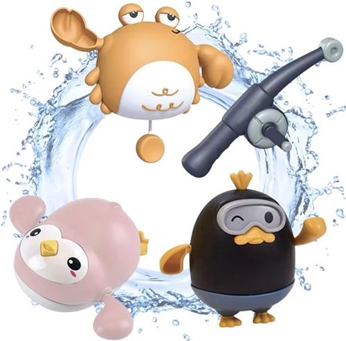 BOTC Badspeelgoed - Fishin speelgoed - Badspeelgoed met Krab en kip Zwemmende Dieren - Educatief Waterspeelgoed voor Peuters  Badspeelset met Magnetische Hengel