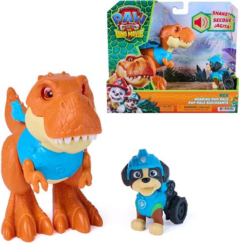 PAW Patrol: The Dino Movie, Rex Roaring Pup Pals, bevat beweegbaar Timmy de T. rex-figuur van 12,7 cm met geactiveerde geluiden en Rex-actiefiguur