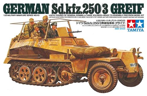 Tamiya Modelbouwpakket Militaire voertuigen - 35113 Sd.Kfz.250/3 Greif Ausf. A WWII met 4 Figuren - Duits Pantservoertuig Plastic - 1:35 - Modelbouw