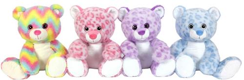 PIA Soft Toys - Pluche Knuffeldier - Gekleurde kat 4 ass. 30 cm