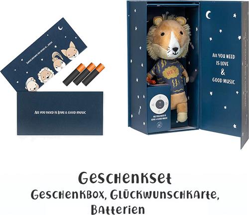 Interactieve Knuffel Eddie de Leeuw - Met ingebouwde Slaap muziek speler - Geschenkset