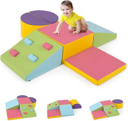 COSTWAY Zachte Bouwstenen Set voor Kinderen  Reuzen Schuimklimboomblokjes in Veelkleurig Design  Klim-, Kruip- en Speelblokken voor Binnen  Educatief en Veilig Speelgoed voor Peuters