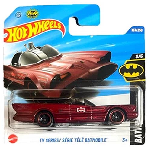 HOT WHEELS BATMAN TV SERIES TELE BATMOBILE METALIC RED 103/250 1:64 HW BATMAN 3/5 SHORT CARD 2025