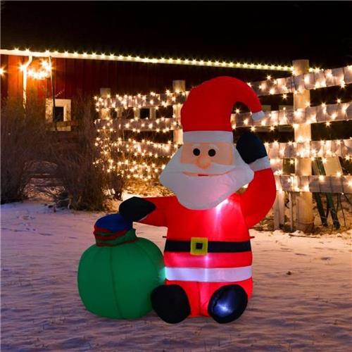 Opblaasbare Kerstman - Kerstman - Met zak - Kerstversiering - Kerst - Kerstverlichting buiten - Kerstverlichting - 120 cm