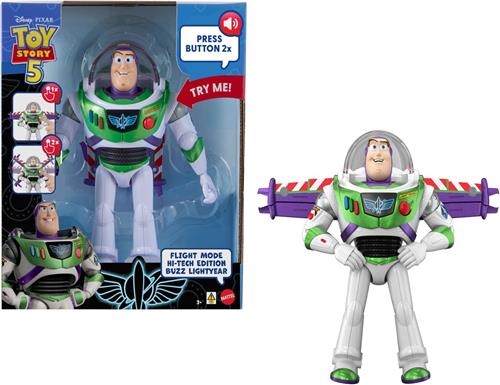 Disney en Pixar Toy Story 5 actiefiguur van 30 cm - vliegstand Hi-Tech Editie Buzz Lightyear met vleugelactivering en meer dan 35 geluiden - Frans editie